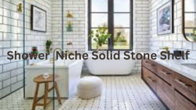 shower niche solid stone shelf